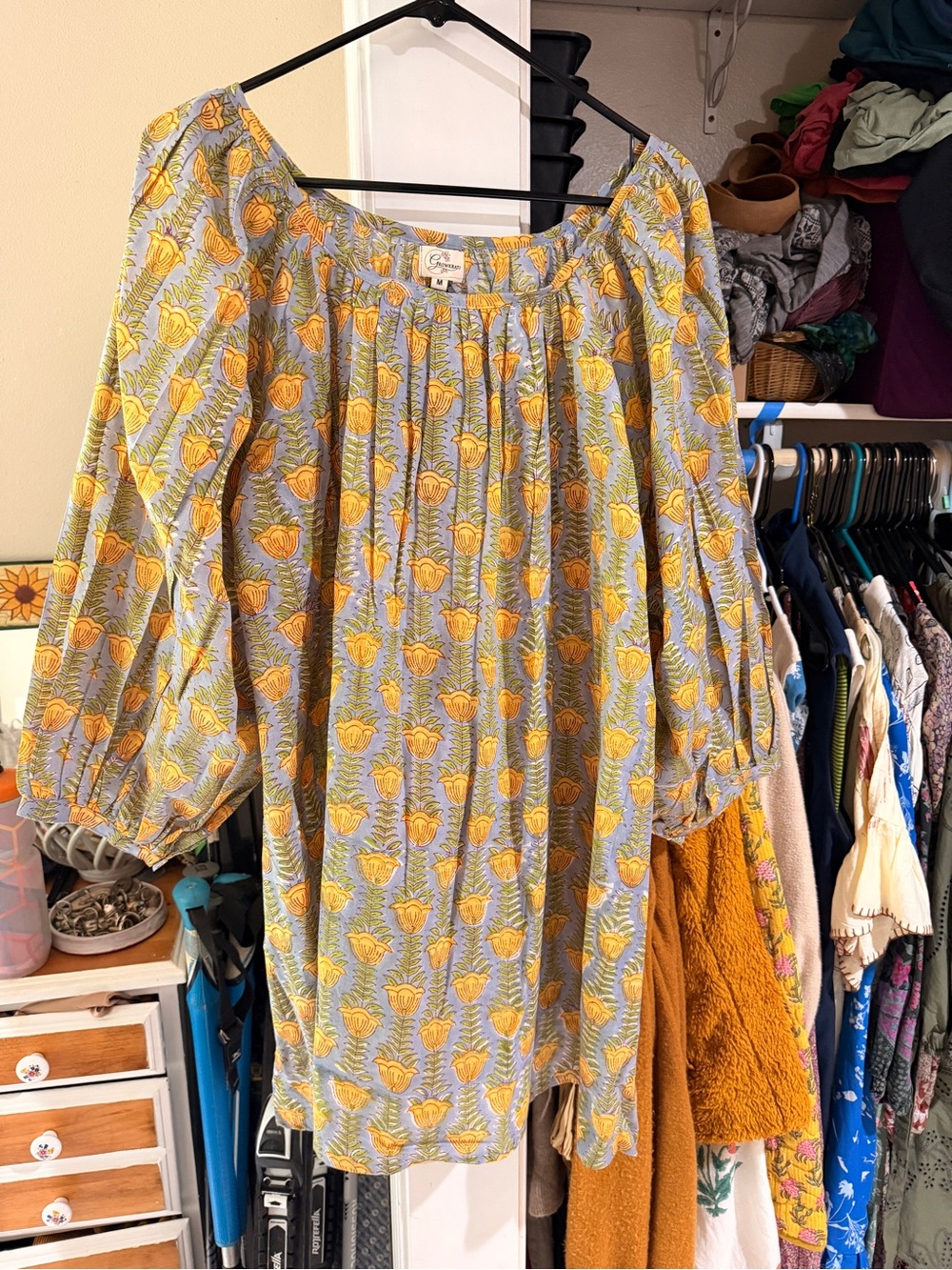 Tulip block print cotton dress
